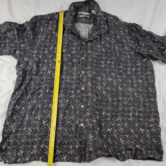 Batik Bay Mens 2XL Silk Button Up Short Sleeve Shirt Black Casual Summer Outdoor - Picture 6 of 7